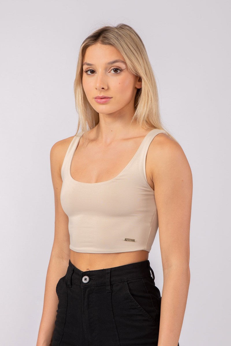 YoungLA W304 Scoop Neck Crop Tank Világos | TZCLE-2109