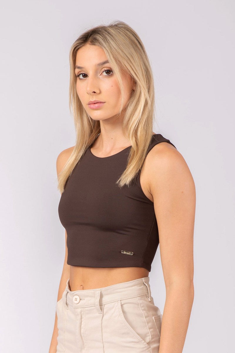 YoungLA W305 Full Cover Crop Tank Barna | EVMBW-1287